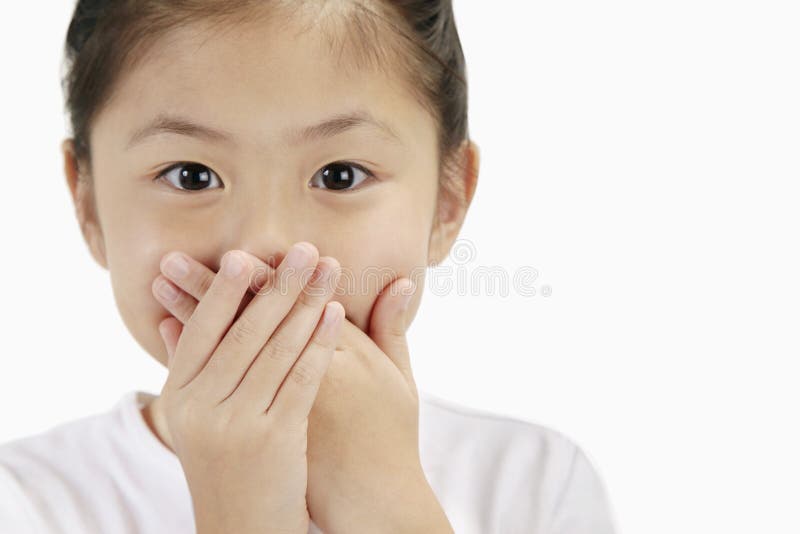 Girl With Hands Over Her Mouth Conceptual Image Stock Image Image Of