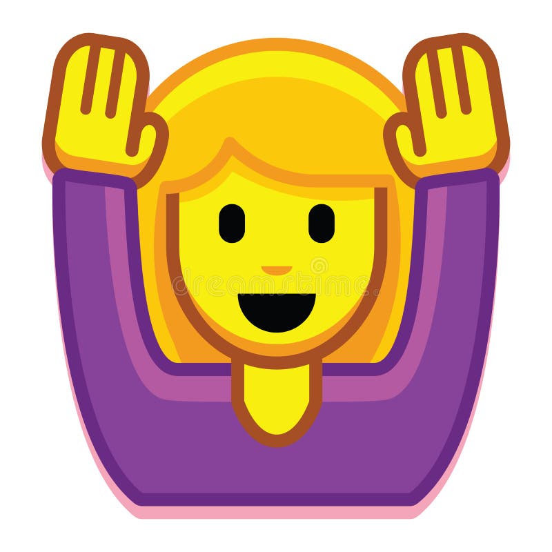 What does the emoji of a girl holding her hands up and smiling