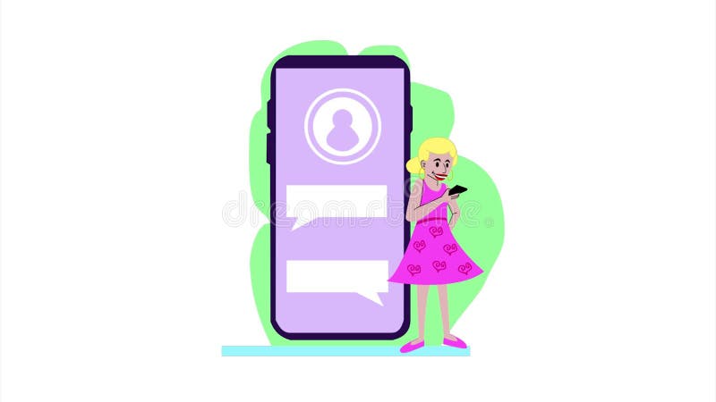 Girl happily chats on smart phone