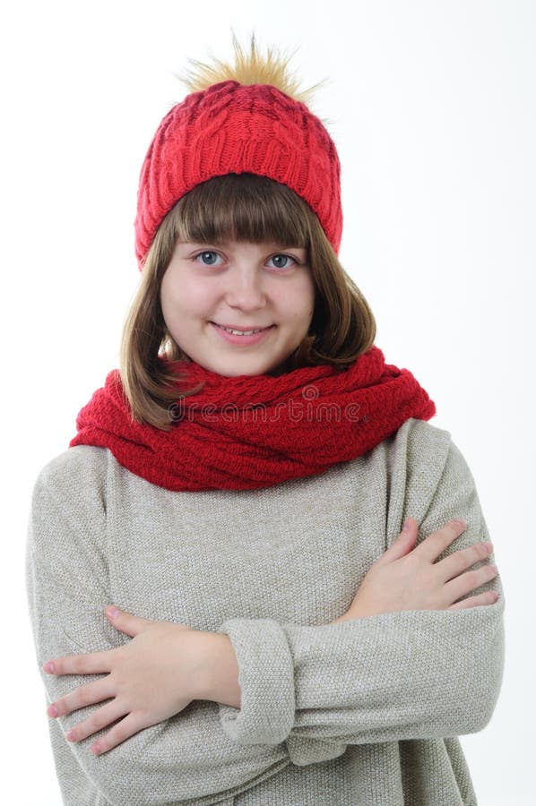 Girl in hat and scarf stock image. Image of clothing - 105509629