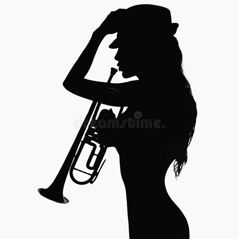 Girl in hat with trumpet