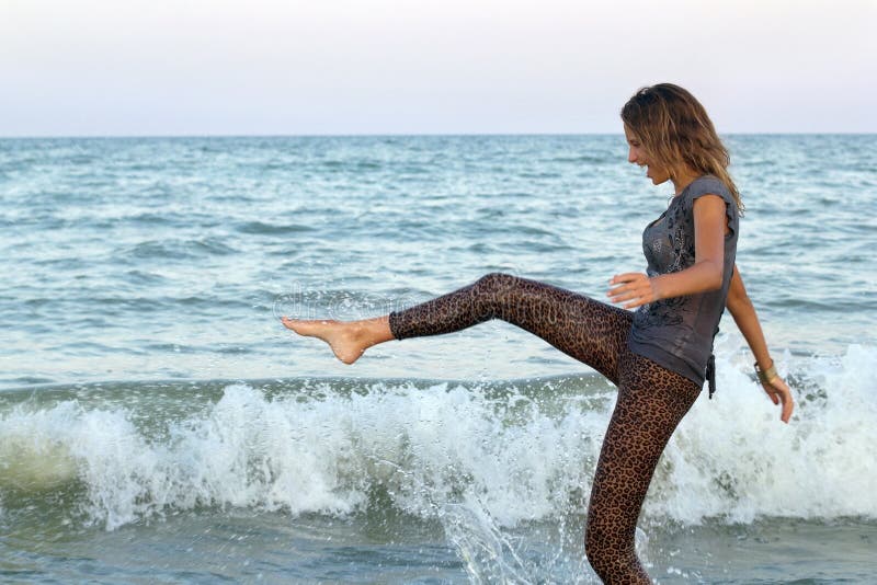 Girl having fun in the sea