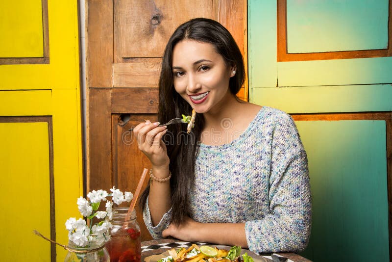 Girl having lunch bage stock image. Image of girl, piano 75382603