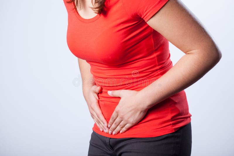 Girl having menstruation stock photo