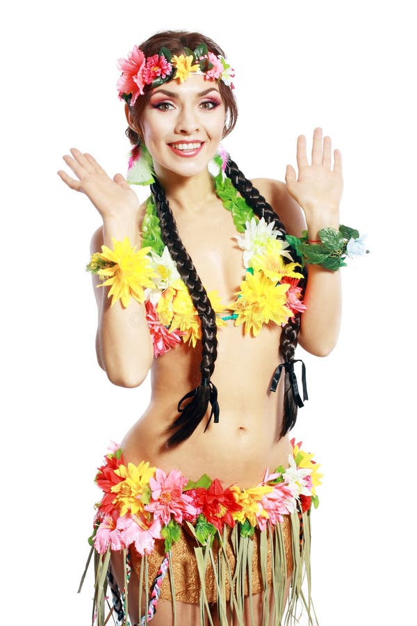 Girl with Hawaiian accessories