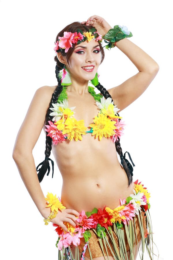 Girl with Hawaiian accessories