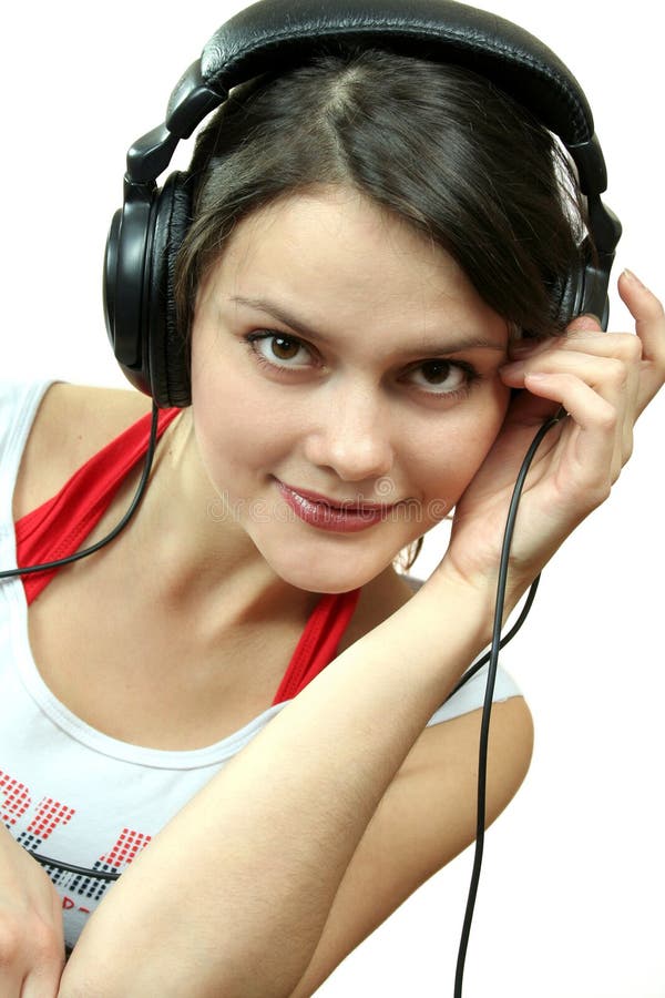 Girl with headphone stock image. Image of nice, music 1419823
