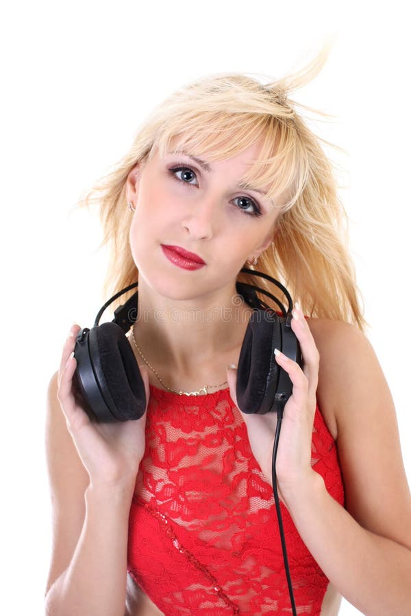 Girl with headphones stock photo. Image of caucasian 16096992