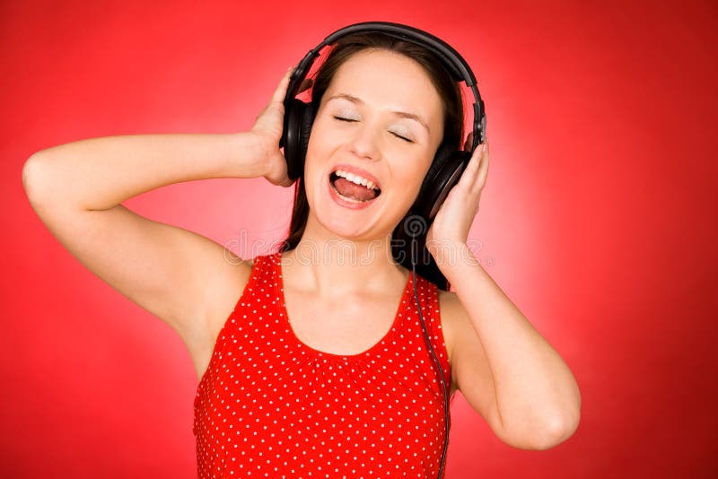 Girl with headphones stock photo. Image of eyes, people 18576100