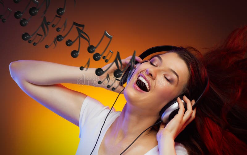 Girl with headphones stock image. Image of head, leisure 19959529