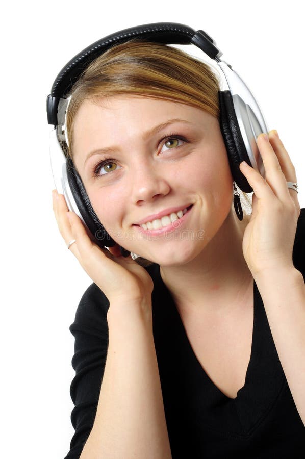 Girl with headphones stock image. Image of elegance, beautiful 7441109