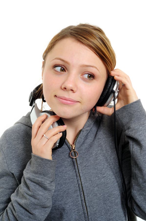 Girl with headphones stock photo. Image of earphones, portraits 7441410