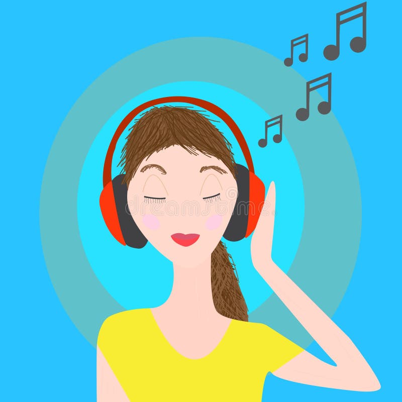 Girl with headphones stock vector. Illustration of earphones 46771107
