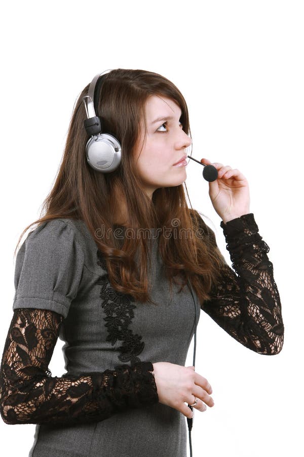 Girl with headset stock photo. Image of personal, pretty 10997578
