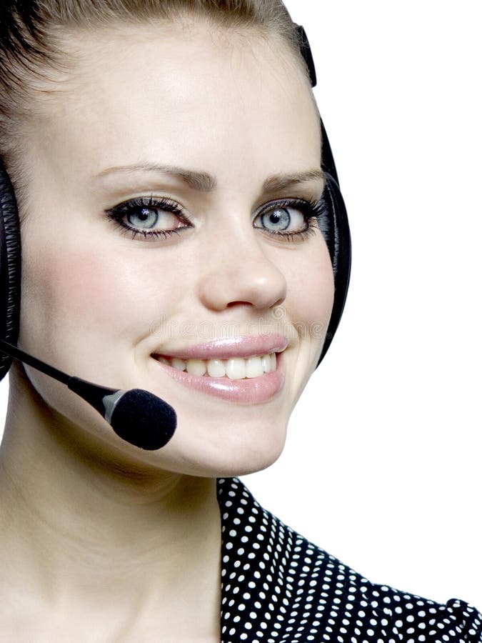 Girl with a headset stock photo. Image of business, lady 12505974