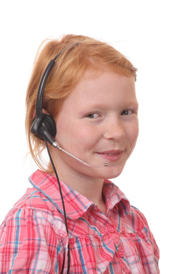 Girl with headset stock image. Image of audio 27012139
