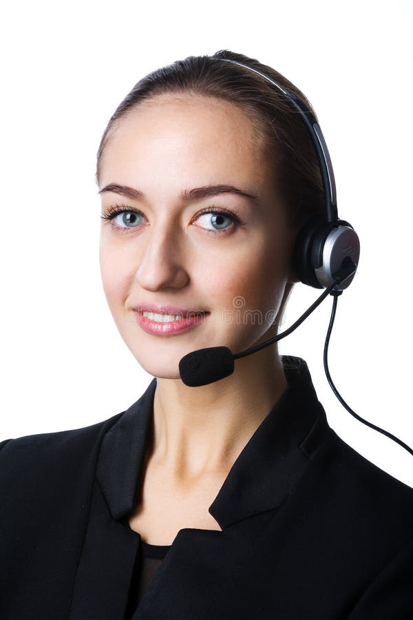 Girl with a headset stock photo. Image of girl, isolated 48628954