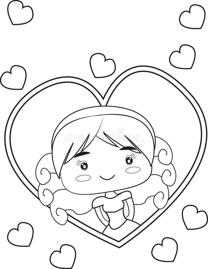 Girl with hearts royalty free illustration