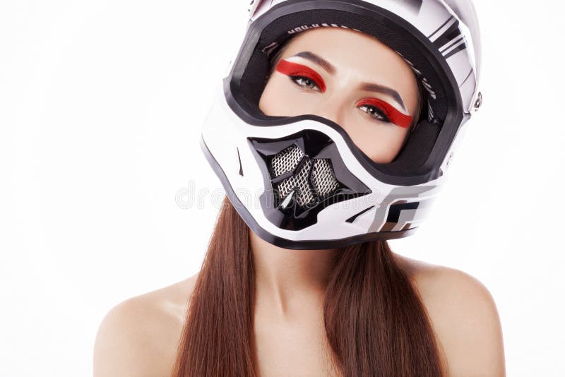 The girl in the helmet. stock image. Image of look, motorized - 62199051