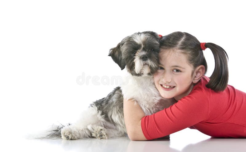 A girl and her dog stock photo. Image of female, human - 6953180