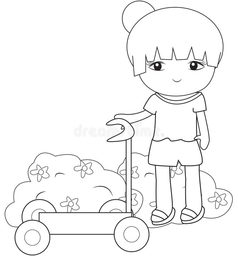 Download Kids, scooter, coloring stock vector. Illustration of humor - 55168469