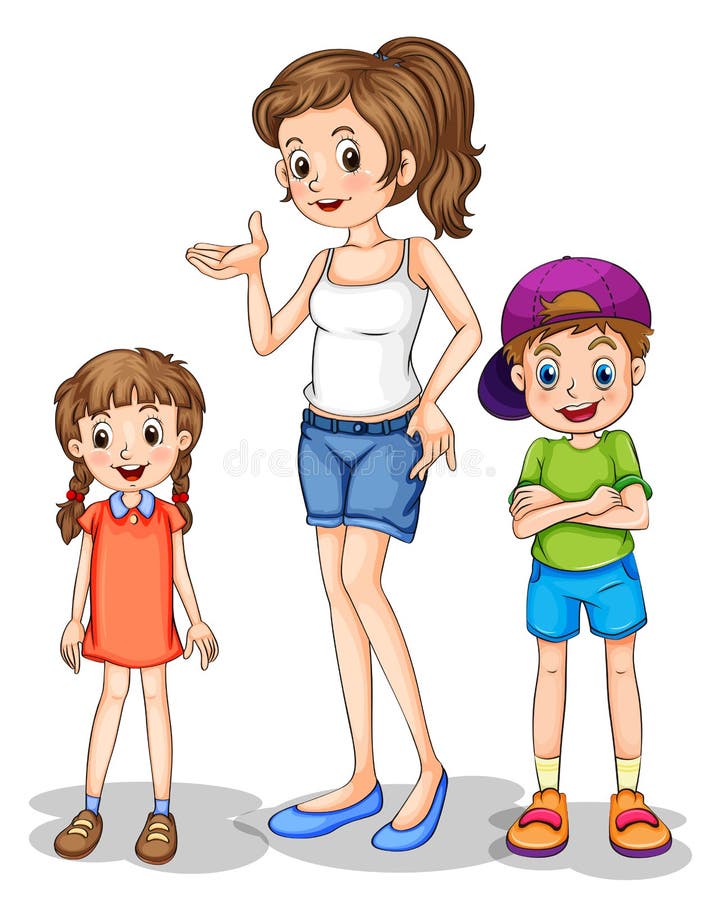 A girl and her siblings vector illustration A girl and her siblings vector illustration