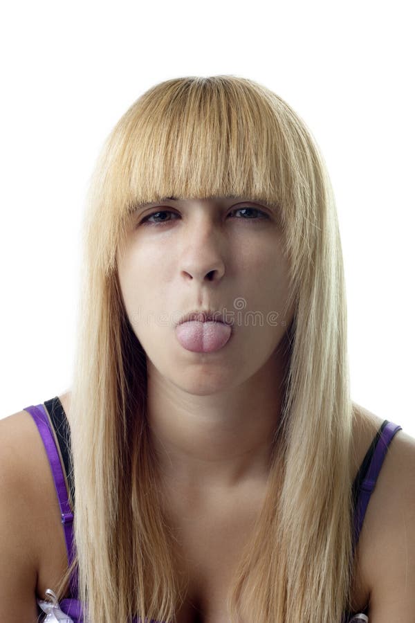 Girl With Her Tongue Out Stock Image Image Of Tongue 15215047 