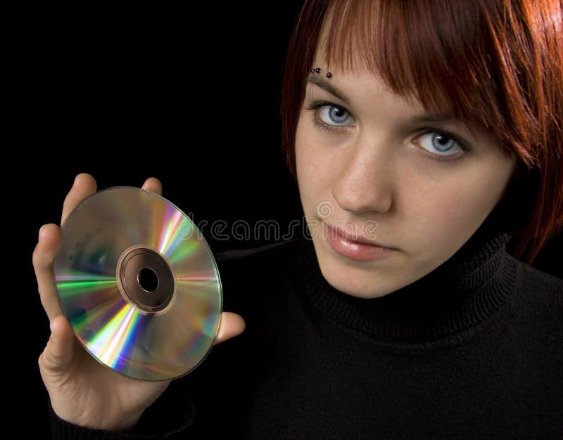 Girl holdind a compact disc