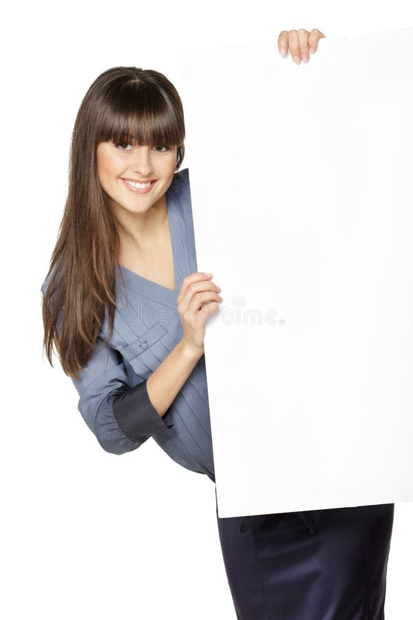 Girl holding blank banner