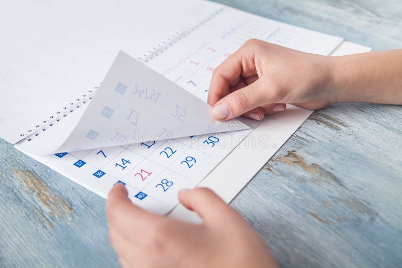 Girl Holding Calendar in the Desk Stock Image Image of month, holding 165713857