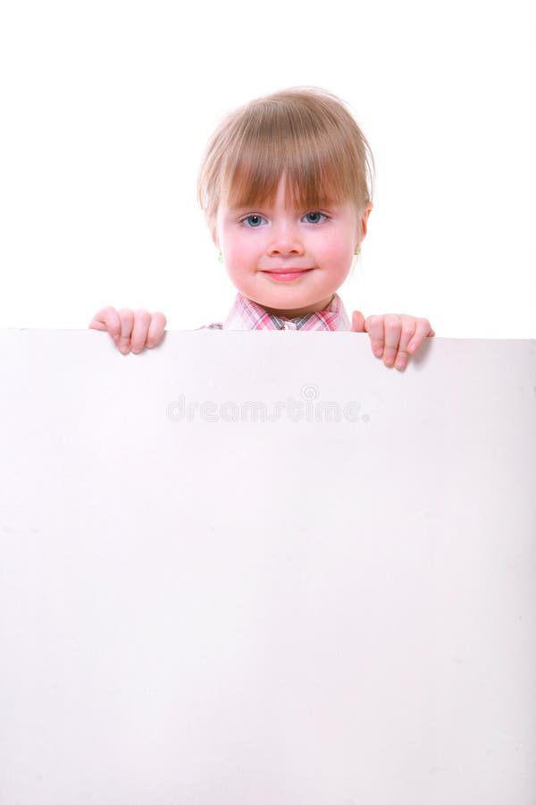 Girl holding card board