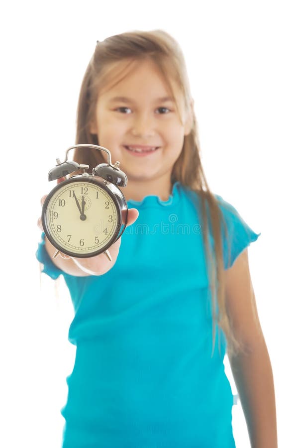 Girl holding the clock stock photo. Image of beauty, number 47062268