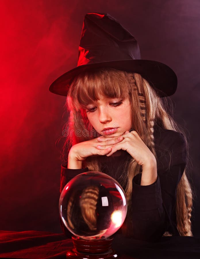 Girl holding crystal ball. stock photo. Image of mystic 16668774