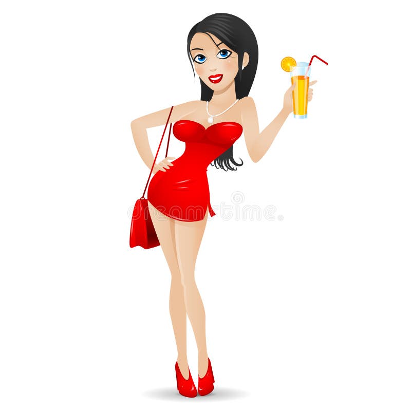 Girl Holding a Drink of Juice Stock Vector Illustration of drawing