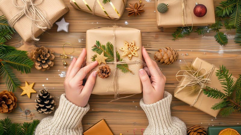 Girl Holding Geschenkbox für Weihnachten und neue Jahr generativen Urlaub ai