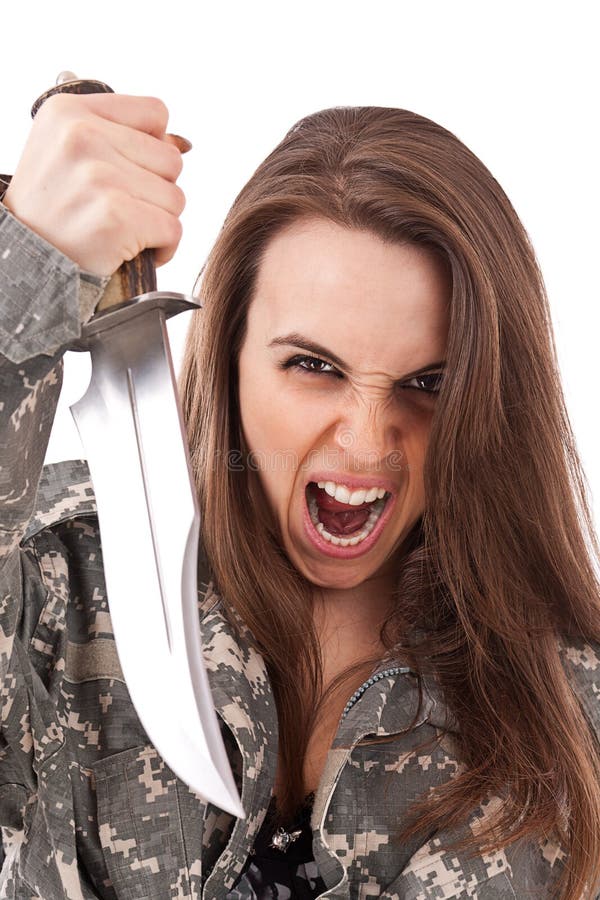 Girl holding knife stock image. Image of force, cheerful 22800611