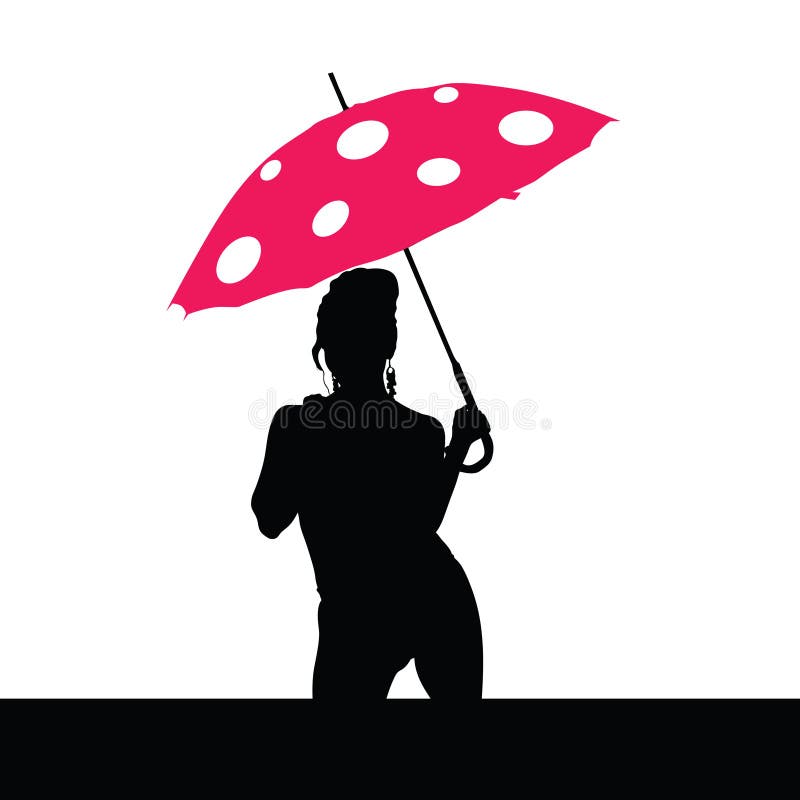 Girl Holding Red Umbrella Vector Silhouette Stock Vector Image 45678604