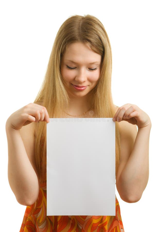 Girl holding a sheet of paper