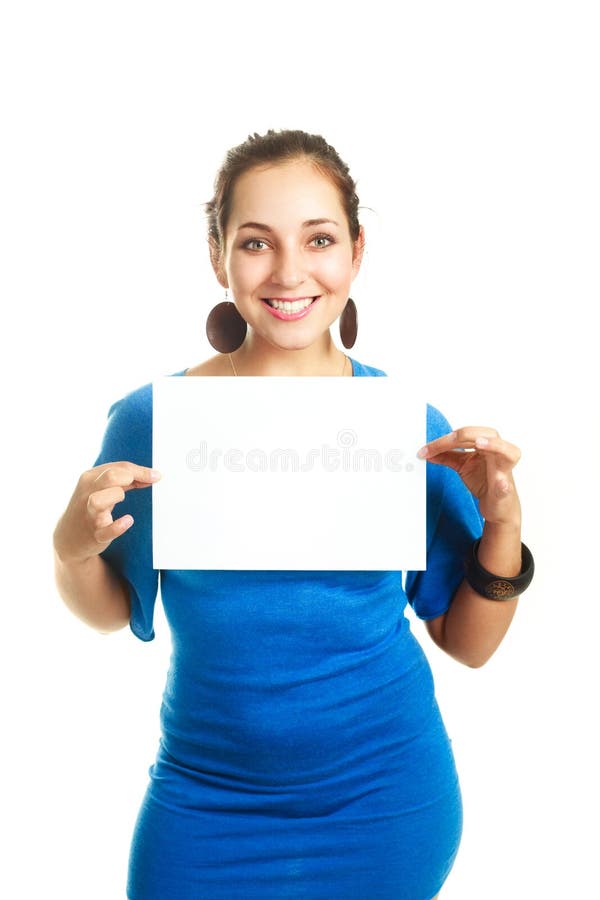 Girl holding a white shit of paper