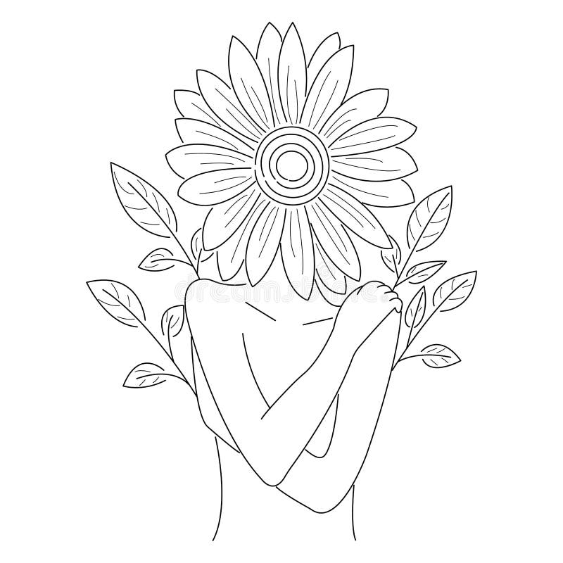 Girl Hugs Herself Covering Her Chest instead of a Flower Head ...