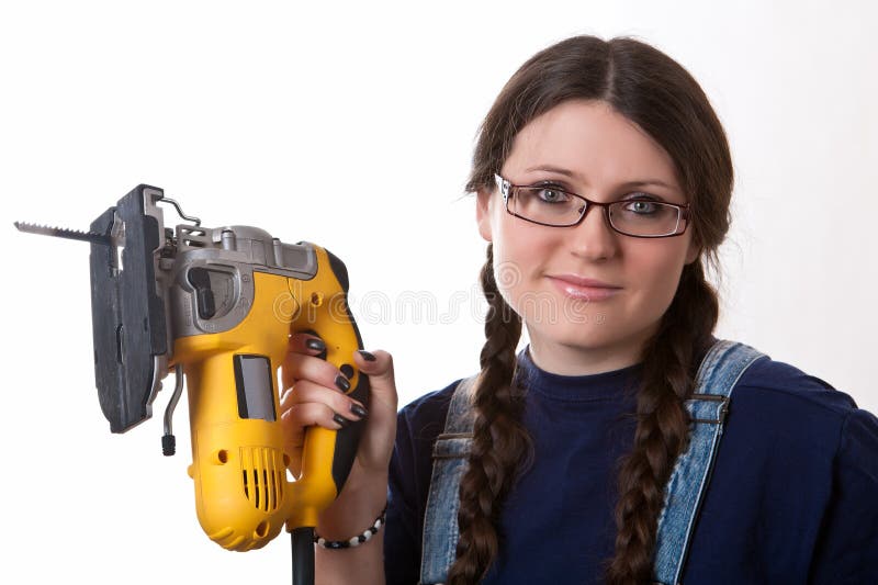 Girl with jigsaw stock photo. Image of glasses, hair 17770120
