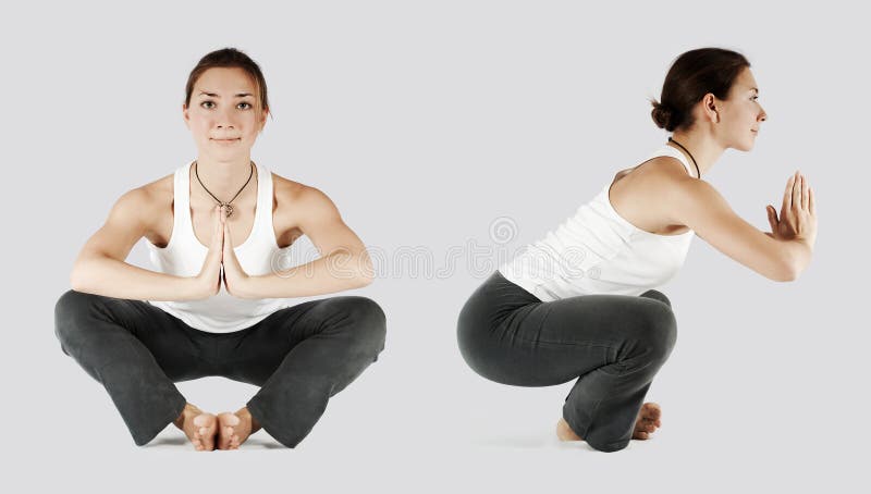 Girl in joga pose establish equilibrium stock photography Girl in joga pose establish equilibrium stock photography