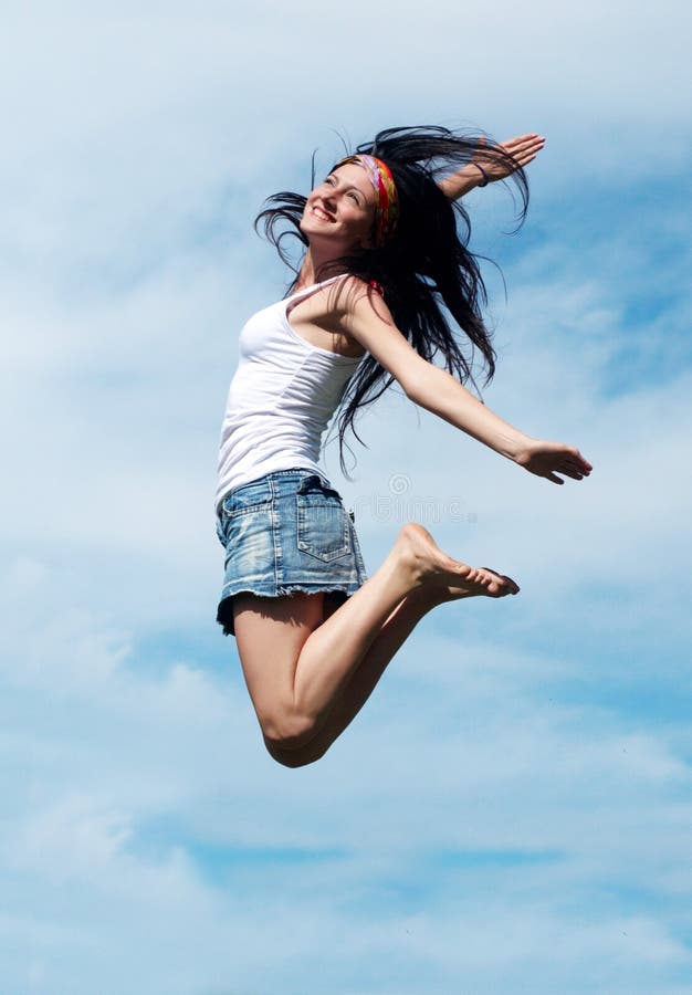 Girl jumping stock image. Image of sport, dance, smiling 12331423