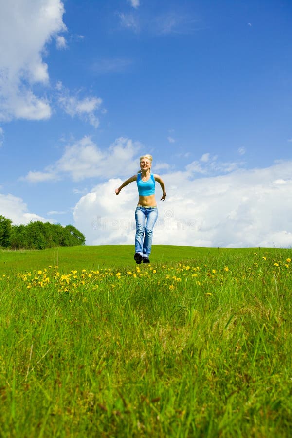 The girl jumping