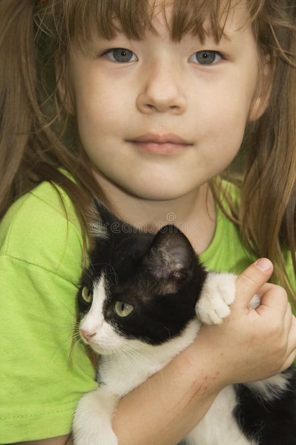 Girl with kitten