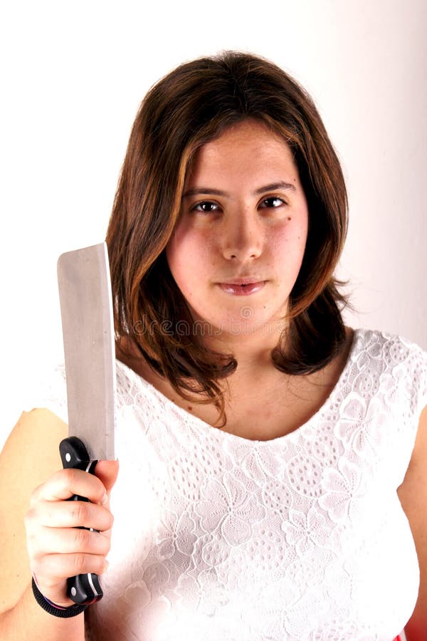 Girl with knife stock image. Image of expression, crime 51687853