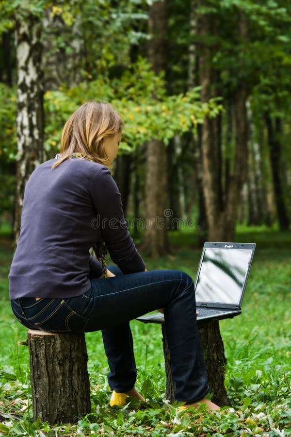 A girl with a laptop