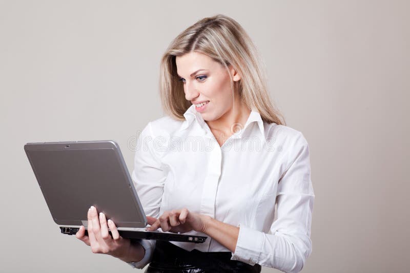 Girl with laptop stock photo. Image of laptop, occupation - 12980854