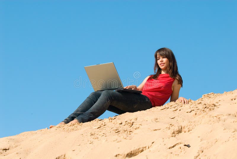 The girl and a laptop