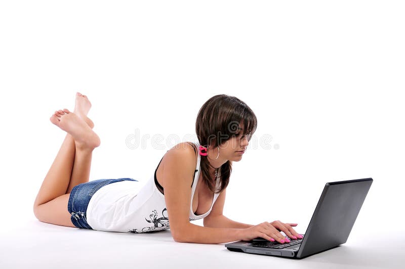 Girl with laptop royalty free stock photos Girl with laptop royalty free stock photos
